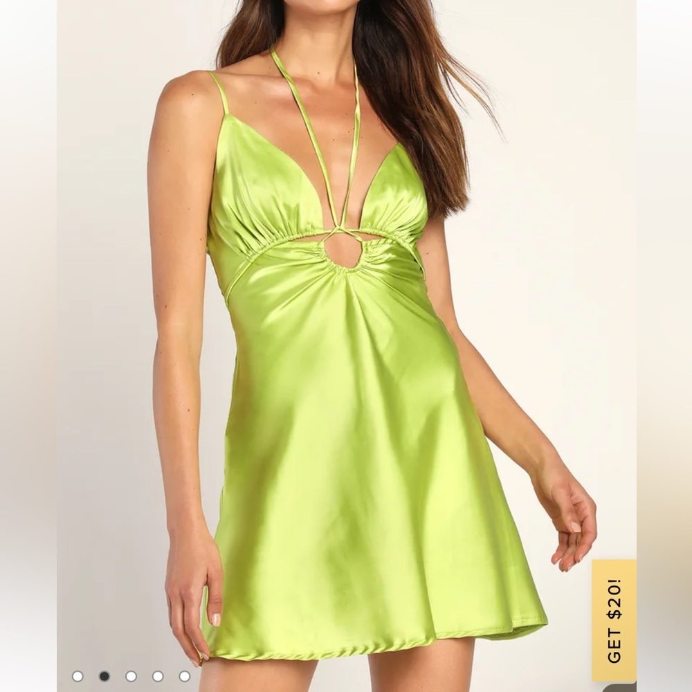 Lulus Green Silk Mini Dress